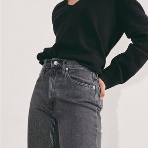 Everlane High-Rise Cropped Jeans in Distressed Gray Wash Sz 27